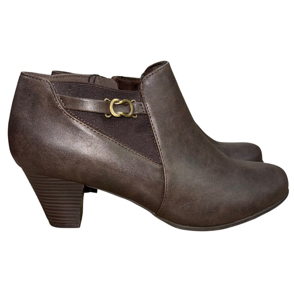 Whitemt. Brown Womens Ankle Block Heel Buckle Dress Boots Boho Office Career 11W